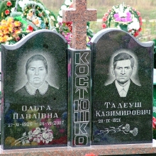 Двойной памятник с крестом из гранита, гранитный памятник для двоих с крестом