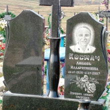 Двойной памятник с крестом из гранита, гранитный памятник для двоих с крестом