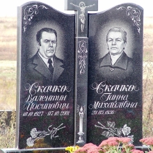 Двойной памятник с крестом из гранита, гранитный памятник для двоих с крестом